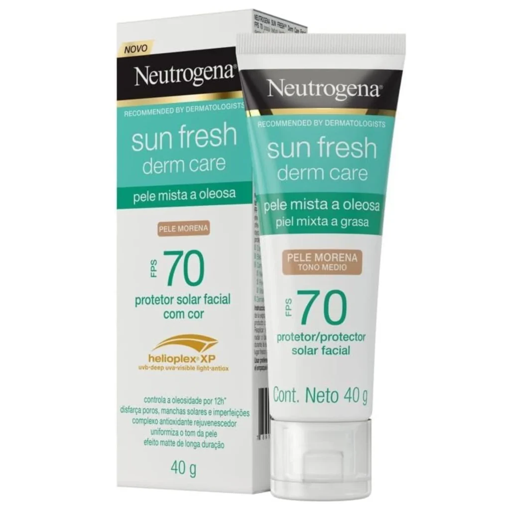 protetor solar facial com cor para pele oleosa  Neutrogena